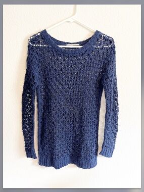 Rubbish Navy Open-Weave Crewneck Sweater